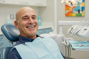 middle aged man visiting the dentist