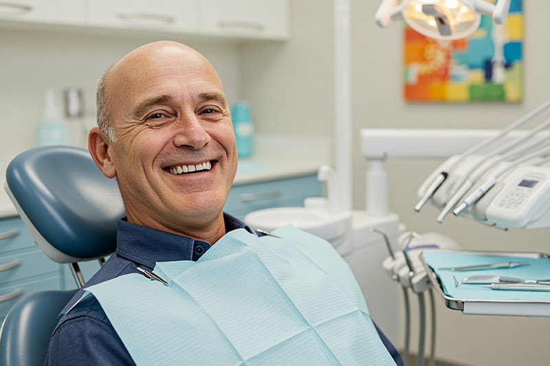 middle aged man visiting the dentist